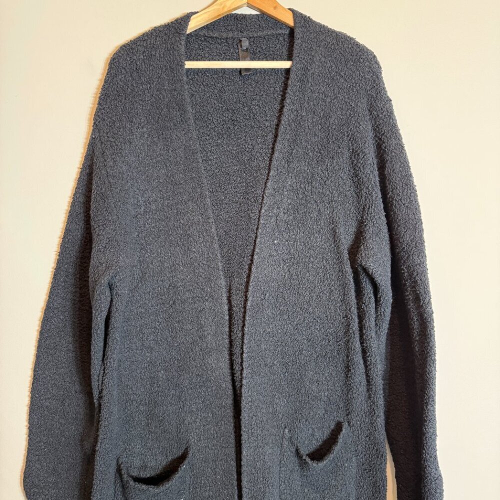 Skims Cozy Collection Teddy Long Robe Women's S/M Black Loungewear Soft Comfy - Picture 5 of 13